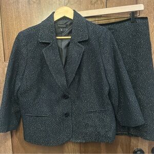 Talbots Blazer and Skirt Set - Black with Gold Metallic Accents